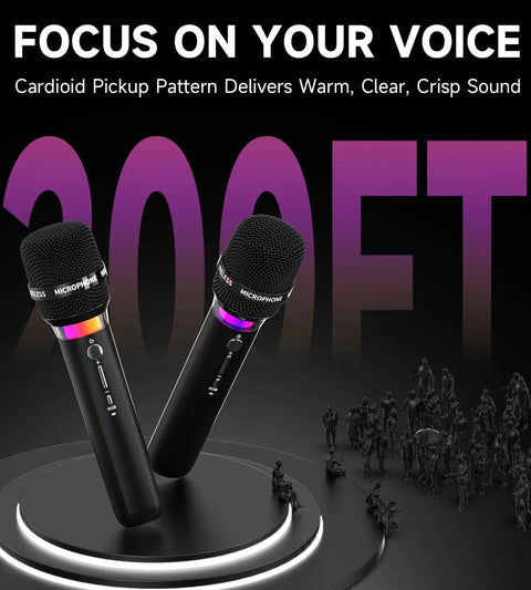 Rechargeable Wireless Karaoke Microphone With 200ft Range And 40Hour Battery Life Low Latency For Singing Speeches And Parties