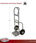 Heavy-Duty Welded Aluminum Hand Truck With P-Handle, 800-Pound Load Capacity, Lightweight Aluminum Build, 10-Inch Pneumatic Tires