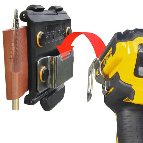 Drill Clip Holster Set For Tool Belts And Impact Drivers, stainless steel clip attaching drill to holster