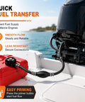 Super Cool 5/16 Inch Boat Motor Fuel Line Hose Kit With Connector Bulb Clamps Replaces Old Gas Lines For Cars Tractors And Motorcycles Easy Swap Setup installed on a boat motor