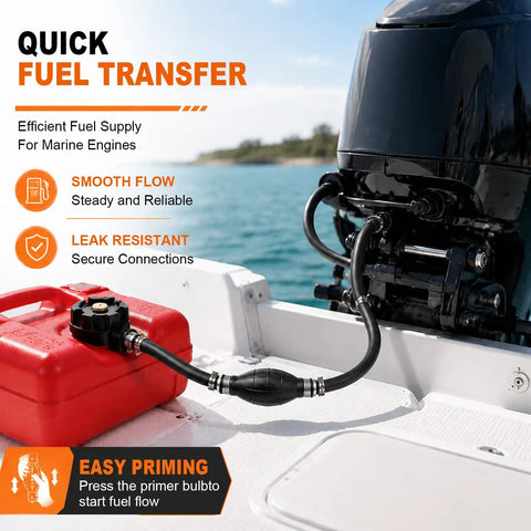 Super Cool 5/16 Inch Boat Motor Fuel Line Hose Kit With Connector Bulb Clamps Replaces Old Gas Lines For Cars Tractors And Motorcycles Easy Swap Setup installed on a boat motor