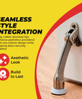 Installed Door Stopper Replacement Rubber Tips for Kickdown and Drop Down Doors, Ribbed Foot on Wood Floor, Gray.