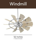 Killer Windmill Wagon Wheel Ceiling Fan, 72 Inch Badass 15 Blade Decorative Fixture For Massive Rooms, Rustic Farmhouse Design With Weathered Oak Blades, Galvanized Metal Finish And Super Quiet Remote Operated DC Motor That Slaps