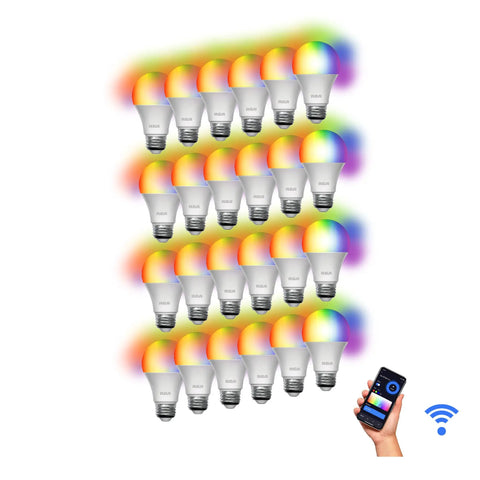 24 Pack WiFi Smart LED Light Bulbs Color Changing RGB Dimmable 800 Lumens 10W A19 60W Equivalent with app control