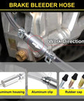 4 Piece Universal Brake Fluid Bleeder Kit With One Way Check Valve Hose And Metal Clamps For Auto And Motorcycle Clutch Bleeding, aluminum housing