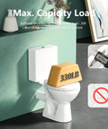 Soft Close Round Toilet Seat Set Two Pack 16.5 Inch White PP Material Safe Easy Clean No Slam Quick Install Never Loosen Ergonomic Comfort For Round Front Toilets Aünsffer, showing weight capacity