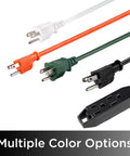 25 Ft Indoor Extension Cords 2 Pack 3 Outlet Power Strip With Grounded 16 Gauge Heavy Duty Cable ETL Listed Black in various colors