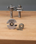 Divided Light Door Kit With Rail And Stile Bits Set Carbide Tip Heavy Duty Router Bits displayed on a wooden surface
