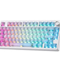 Tri Mode Wireless Gaming Keyboard With Bluetooth Five Point Zero And Usb Cable Fast Switching Mechanical Keys multicolor backlit keys