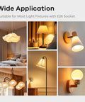 Dimmable LED A19 Bulbs 60W Equivalent 800 Lumens 2700K Soft White E26 Base in various home light fixtures for a warm ambiance.