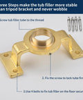 Freestanding Brushed Gold Tub Filler Faucet with durable brass mount for wobble-free installation on floor.