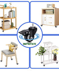 Heavy Duty 2 Inch Swivel Casters With Dual Locking Polyurethane on furniture and plant stand, showcasing smooth rolling and stability.