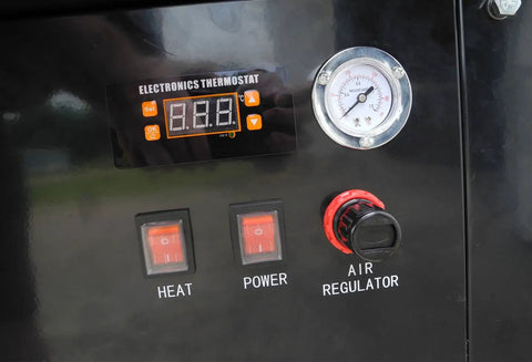 Control panel of 3 Gallon Heated Air Powered Parts Washer For Auto Shops Durable Steel Build Fast Heat Drying Efficient Performance