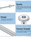 10 Pack M6 X 70Mm Hex Socket Head Screws With Barrel Nuts For Bed Frames Cots Bunk Beds And Chairs Silver Durable Carbon Steel Hardware Set With Slotted Barrel Nuts showing quality, design, and thread precision.