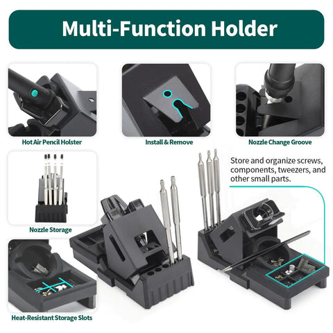 Multi-function holder for Pro Grade Hot Air Rework Station With Tiltable Display For Micro Soldering And SMD Repair.