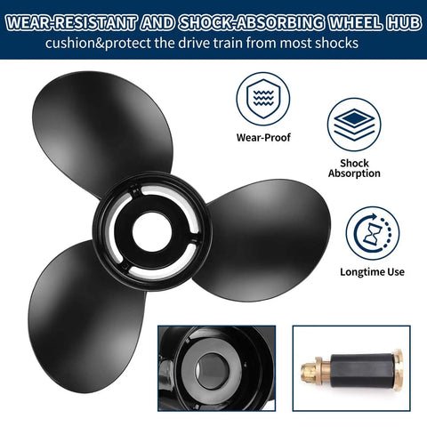 13 Inch Diameter Aluminum Boat Propeller For Mercury Outboards 40 To 150 HP Upgrade And Backup, 19 Pitch, 3 Blade, 15 Spline