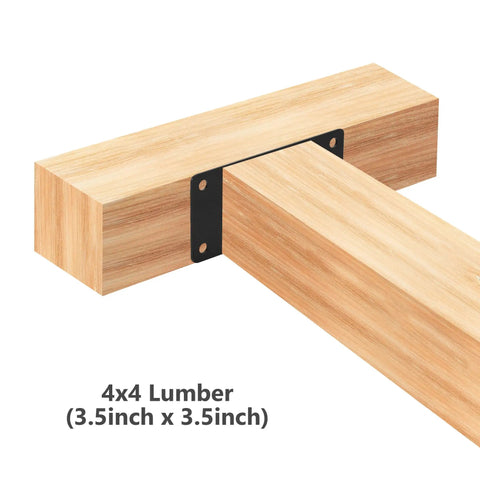Two Pack 4x4 Post Anchor Plates For Decks, Wood Fences, Mailboxes And Posts, Heavy Duty Structural Steel Post Bases With Predrilled Holes For Easy Concrete Install, demonstrating 4x4 lumber fit.