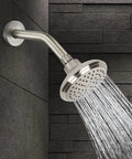 8 Inch Anti Leakage Ceiling Wall Shower Arm With Flange In Brushed Nickel Finish, Solid Brass Construction, mounted in shower