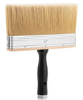8 Inch Deck Stain Brush For Wood, wide deck brush with dense synthetic bristles, black ergonomic handle, outdoor use