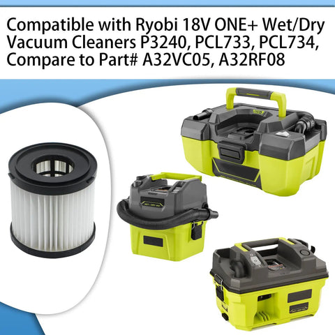 Two Pack HEPA Vacuum Filter For 18V Wet And Dry Vacuums Compatible With PCL733 PCL734 P3240 And 20V 2 Gallon Models Also Fits A32VC05 A32RF08