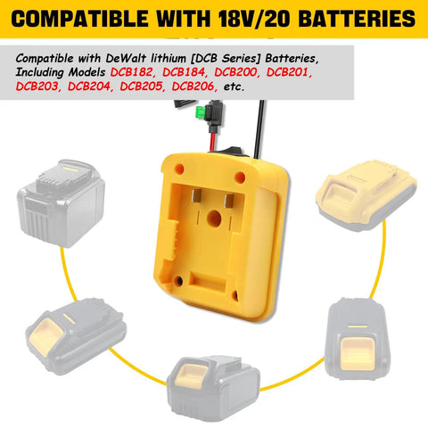 Universal Battery Adapter For 20V And 18V Drill Packs To Power RC Cars, Trucks, And Robotics, Compatible with DeWalt 18V/20V batteries