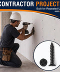 Top Shelf Heavy Duty 3000 Piece Bulk Pack Size Six By Three Quarters Inch Drywall Screws with Coarse Threads and Bugle Heads used in drywall installation.