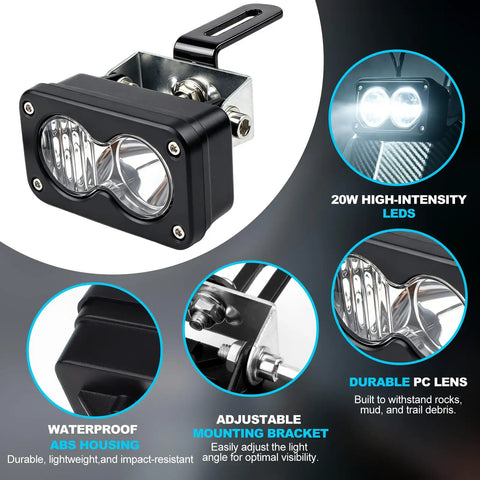 LED Headlight For Ridstar Q20 Ebike, 3 Pin 20W 6500K Waterproof Front Light, 12V-60V Plug And Play With White Bright Beam, close-up