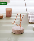 Marble Phone Stand With Metal Holder Charges While You Use It, Swipe Up To Unlock, Natural Marble Base, Rose Pink, Office Desk