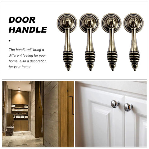 Retro Zinc Alloy Cabinet Pull Ring Handles Set Of 4 For Doors And Drawers, Vintage Style Furniture Hardware, 68mm length