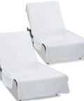 Oversized Lounge Chair Towel Cover Pack Of 2 With Pockets For Pool Beach Garden And Patio Chaise Lounge Covers 85 X 30 Inches White Terry Cloth For Spa And Poolside Relaxation At Home