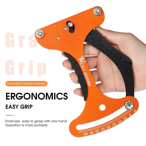 Must Have Pro Grade Aluminum Spoke Tension Meter For Bikes, Durable Wheel Tension Tool In Yellow with ergonomic grip