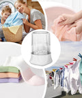 Portable Underwear Washer Mini Compact Laundry Device Built In Rechargeable Battery on display with clean socks and fresh laundry.