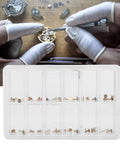 Pro Grade Copper Watch Dial Feet Assortment Kit for DIY Repair handy storage box with compartments and watch gear work