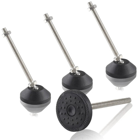 Heavy Duty Adjustable Leveling Feet With Grippy Rubber Cups To Square Up Wobbly Furniture M8 Thread Glides and Anti Skid Floor Pads in a set of four