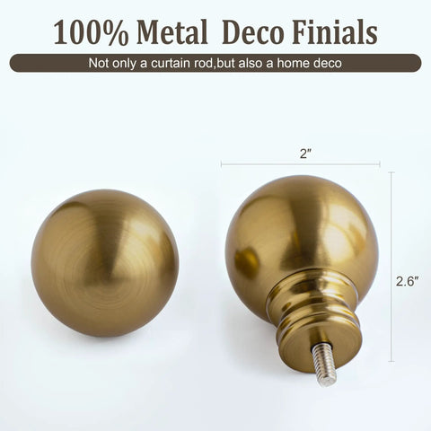 Vintage brushed bronze finials from Brass Finish Curtain Rod Set In Warm Gold Tone, Heavy Duty Adjustable 72 To 144 Inch.