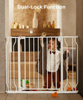 Adjustable Baby Gate For Stairs And Doorways From 29.5 To 41.3 Inches Wide, 30 Inches Tall, featuring dual-lock function.