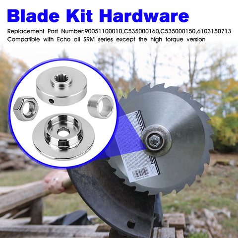 Trimmer Blade Kit Hardware For SRM 225 Brush Cutter Conversion, Replacement Attachment with stainless components and blade close-up