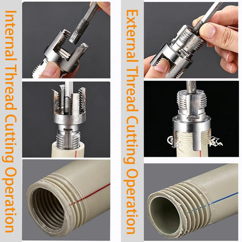 Get Ready To Tackle Plumbing Projects Like A Boss With This Complete 3 Piece Pvc Pipe Threading Tool Kit Internal and External Thread Cutting Operations.