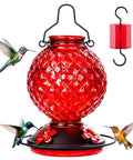 25 Oz Glass Hummingbird Feeder With Ant Moat And Bee Proof Feeding Ports, 360 Degree Perch, Leak Proof Outdoor Hanging Design, A Garden Favorite Gift For Women Moms And Bird Lovers Red