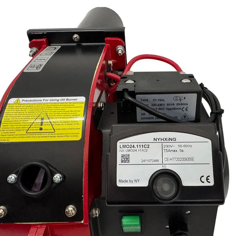 Heavy Duty Single Stage Air Atomization Burner For Industrial Boilers And Commercial Heating Systems Plug And Play 220V close-up view with control wiring.