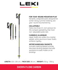 Sherpa FX One Carbon Collapsible Trekking Poles in Carbon Yellow White, 125 cm, for Backcountry Skiing, Hiking, and Mountaineering