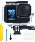 GoPro Waterproof Case For Hero 13 12 11 10 9 Black Protective Underwater Housing with dive kit and floating grip