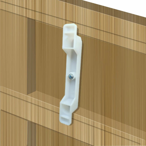 False Front Connector And Cabinet Clips Set For Four And A Half Inch Opening Drawers Includes Four Clips And Four Screws For Replacing Fake Drawer Fronts ABS Durable Material For Reliable Repair mounted on wood surface