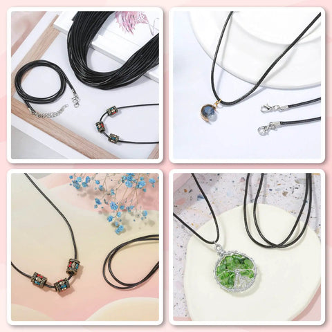 Black Waxed Cotton Necklace Cords 24 Inch With Clasps Bulk 50 Pieces For Jewelry Making Beading Charms Pendants Bracelets DIY Craft Supplies Ideal For Charm Beads And Pendant Projects Durable And Flexible