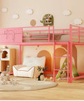Twin Size Guardrail Bed Frame With Under Bed Storage And Decorative Options For Kid Rooms Sturdy Metal Frame Easy Assembly