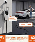 No Sweat Portable Level 1 And Level 2 EV Charger Delivers 32 Amp Boost Via J1772 Connector, 25ft cable, wall-mounted charger.