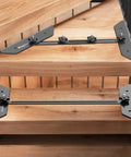 Stair Tread Template Tool for DIY Projects, Handy Adjustable Jig on wooden stairs, layout gauge extending across two steps