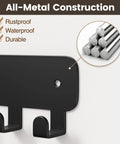 Wall Mounted Key Rack With 8 Hooks For Car Keys No Drill Adhesive Backing Or Screw Mount Heavy Duty Metal Key Organizer Black Finish