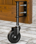 4 Inch Gate Wheels Gate Caster 1 Pack Spring Loaded For Smooth Gate Operation on a wooden gate with concrete surface