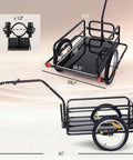 Foldable Bike Cargo Trailer With Hitch Tow-Behind Wagon, 88 Lb Capacity, Black Utility Cart dimensions with detachable walls